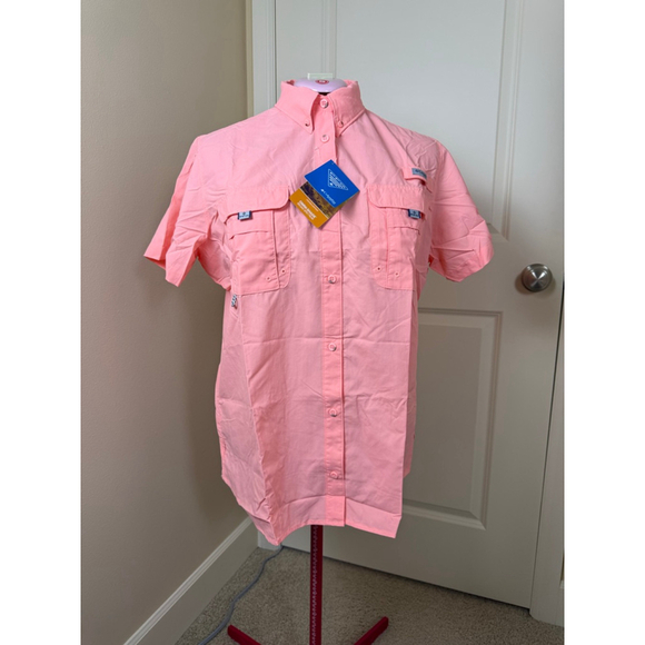 Women's Columbia PFG Bahama Short Sleeve Shirt Pink XL/TG - Picture 6 of 8
